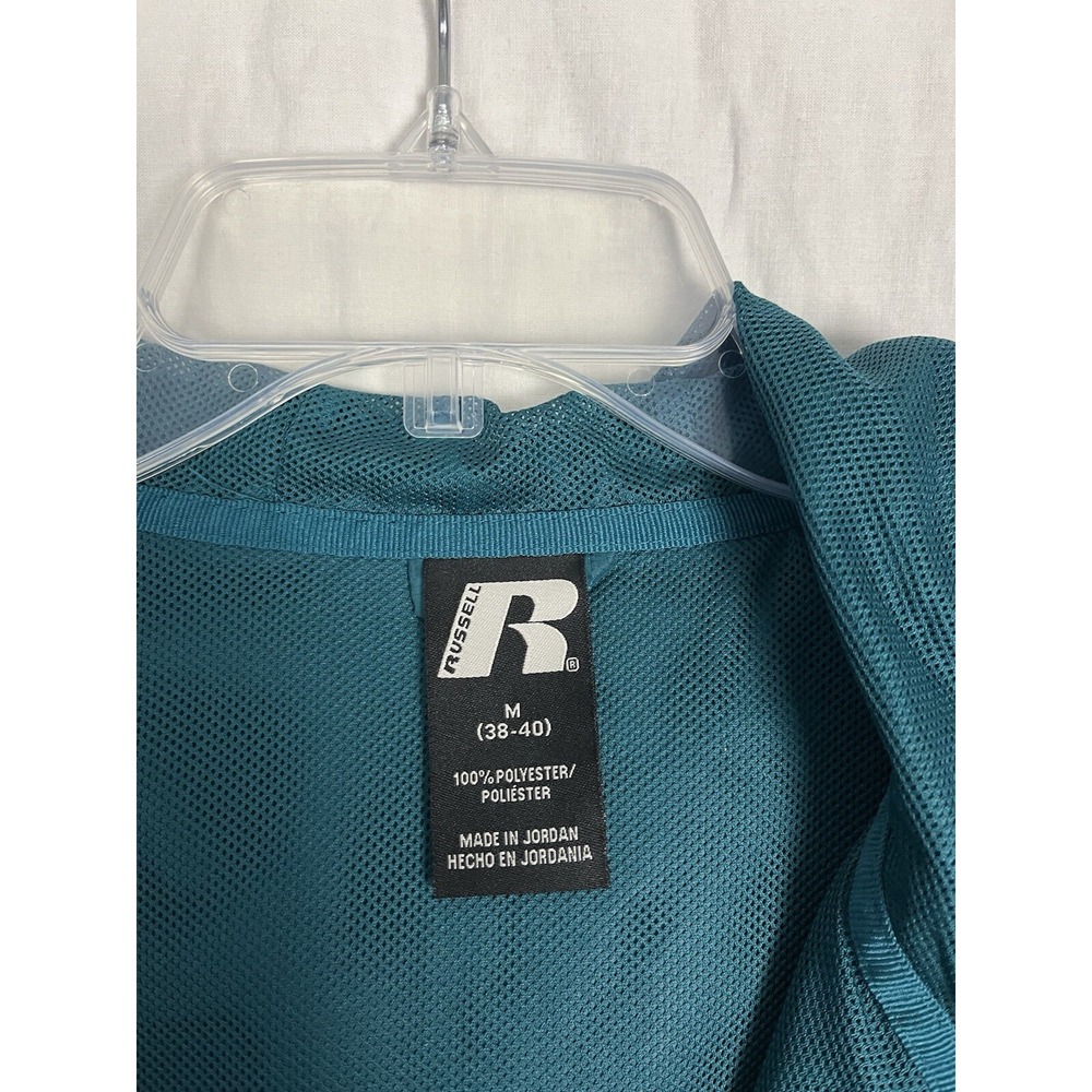 Russell Men's Medium Teal Black Colorblock Hooded Windbreaker Jacket - Picture 3 of 5